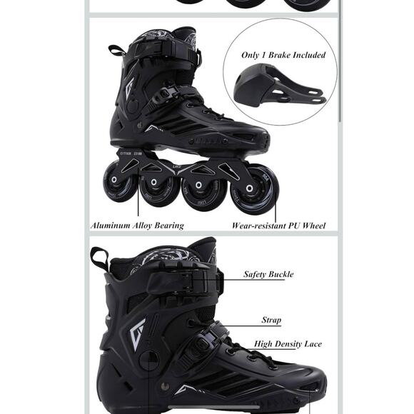 LIKU Black Professional Inline Skates Unisex
Womens 7 Mens 6 Open Box Black New - Picture 5 of 6